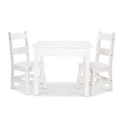 Melissa \u0026 Doug Wooden Kids Table and 2 Chairs Set - White Furniture for Playroom